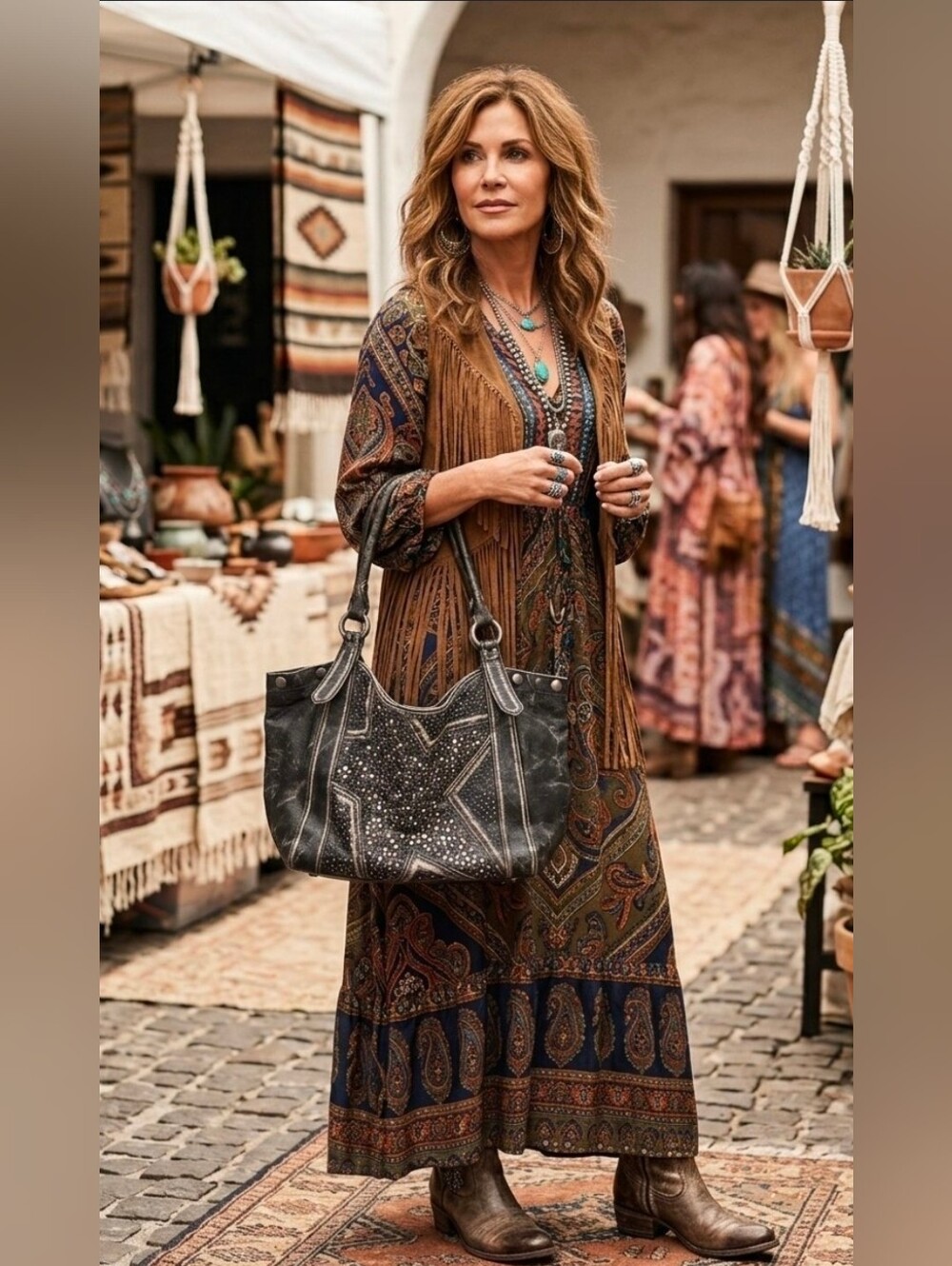Frye glazed Distressed and stressed Deborah Tote Black silver bronze studded